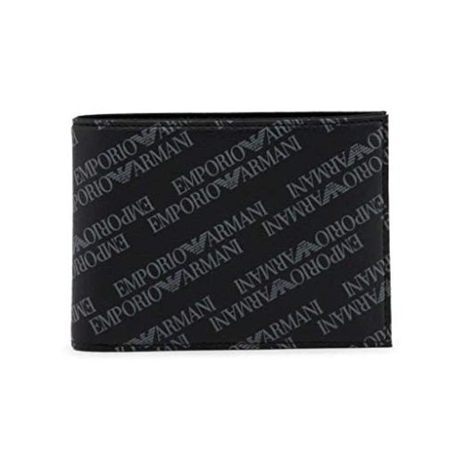 Emporio Armani cartera billetera bifold de hombre en piel nuevo negro