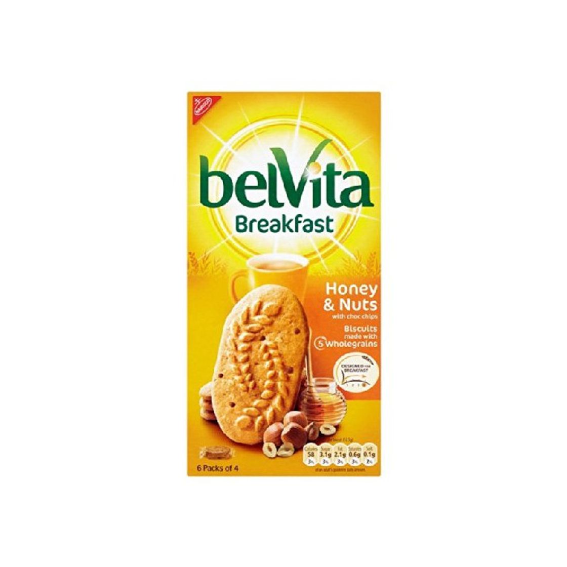 Social Belvita miel y nuez desayuno Galletas 6 x 50g