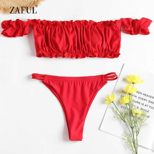 ZAFUL - Conjunto de bikini para mujer con rejilla