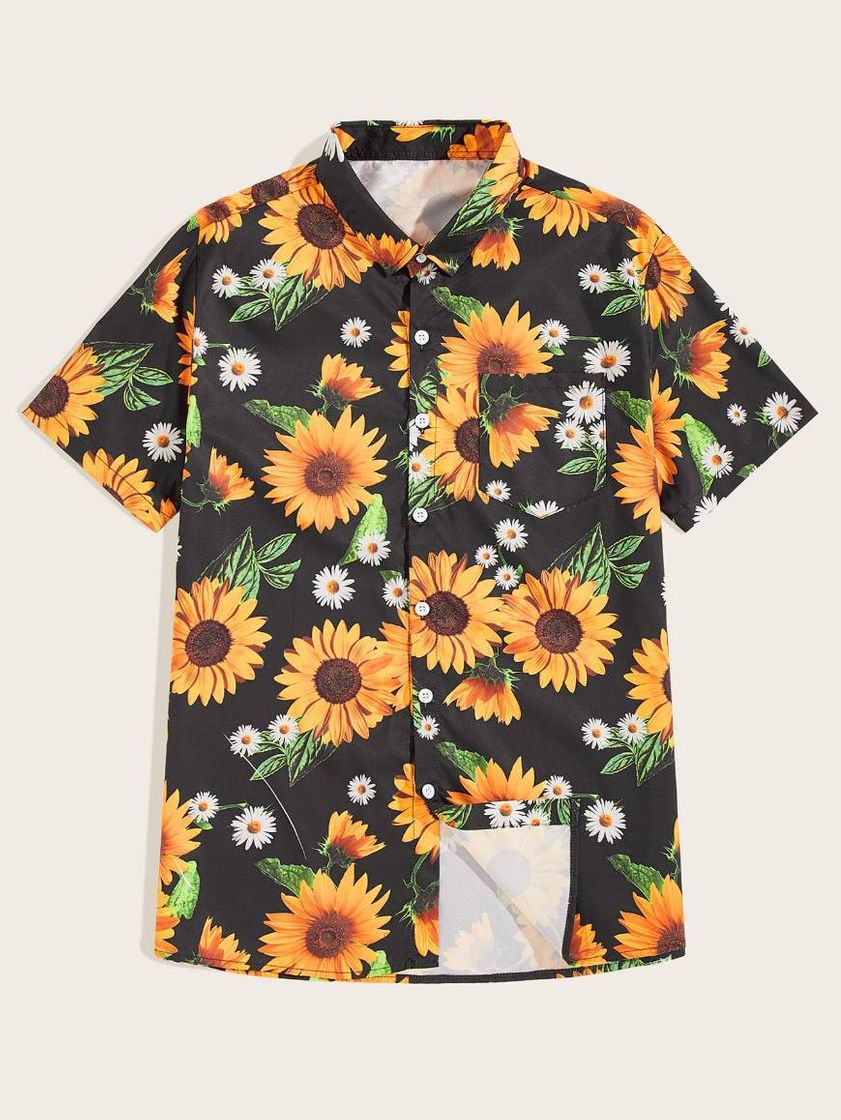 Fashion Camisa con estampado de girasol