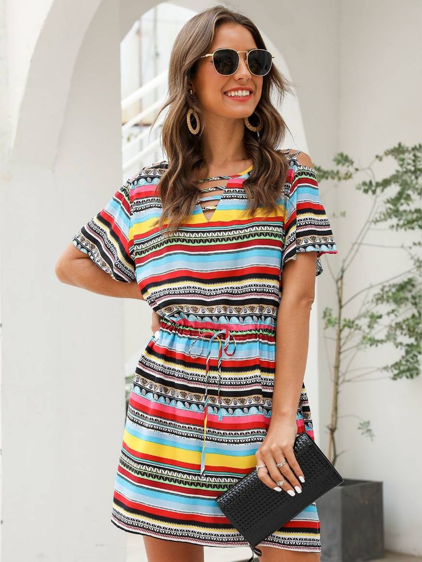 Fashion Vestido multicolor bohemio