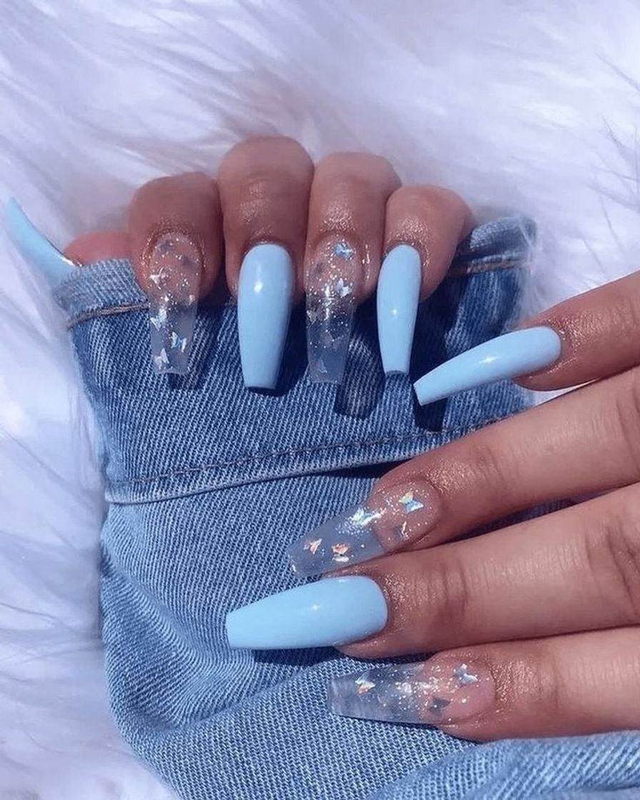 Fashion decorated nails blue