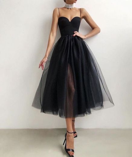 Black tulle dress