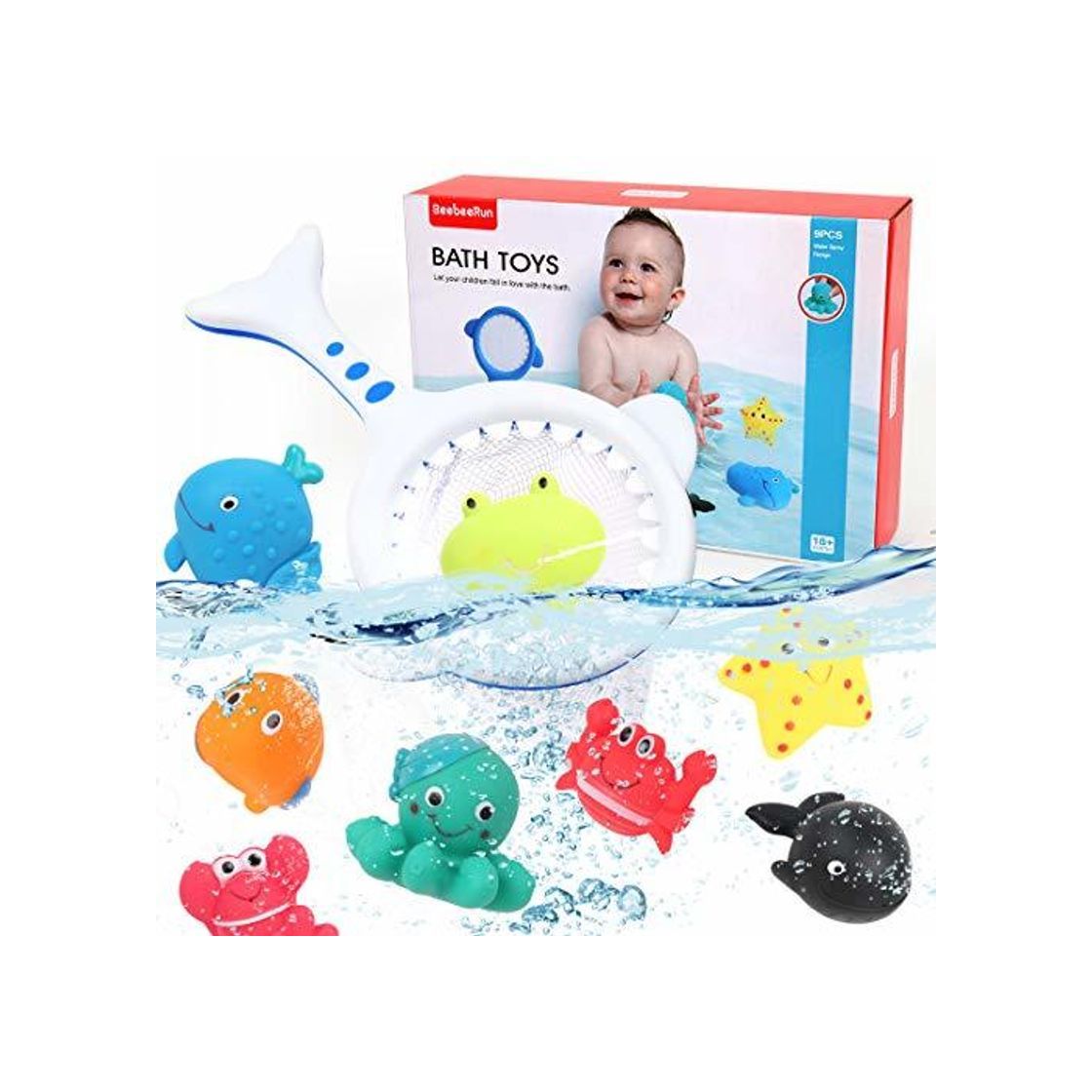Social BeebeeRun 9 Piezas Juguete Baño Bebe Juegos de Pesca para Juguetes Bañera