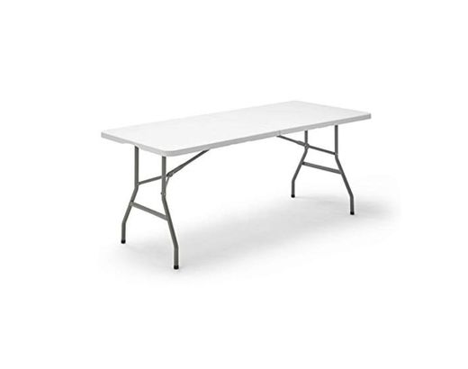 Mesa Plegable Rectangular, 180 x 74 x 74 cm, color blanco