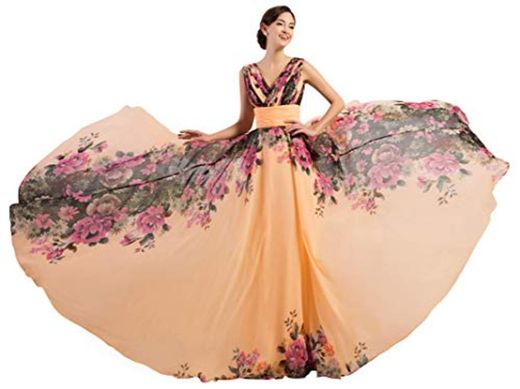 Elegante Bonito Vestido de Gasa para Mujeres Guapa con Talla 52 CL7502-1