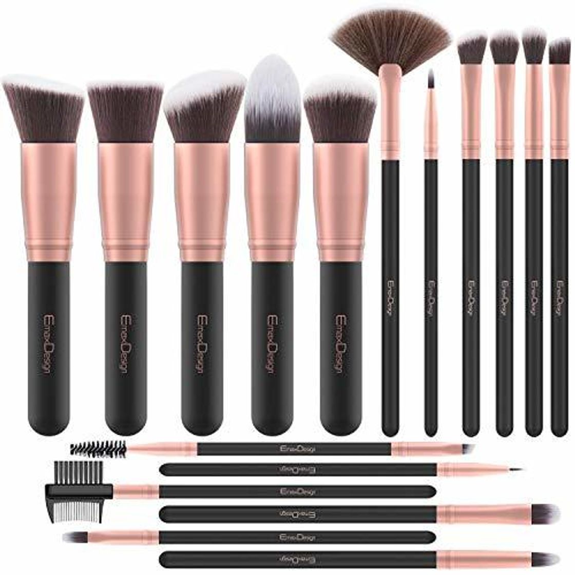 Social Brochas de Maquillaje EmaxDesign 17 piezas Pinceles de maquillaje professional fibra sintética