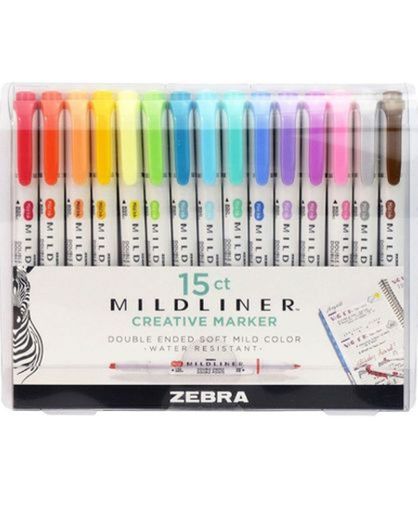 Zebra Pen, Marcatextos Mildliner, 15 Piezas