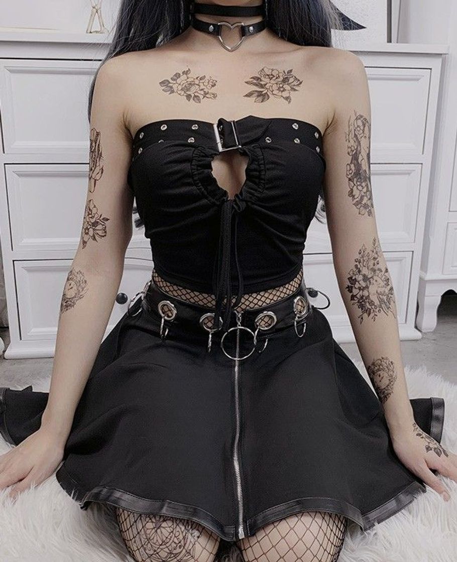 Fashion ⛓Tube Top with Buckle Belt Chest Bandage| Edgy outfit⛓