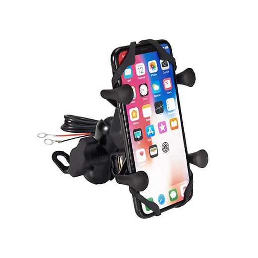 Semoss 360 Rotación Universal Soporte de Celular para Moto con Impermeable USB