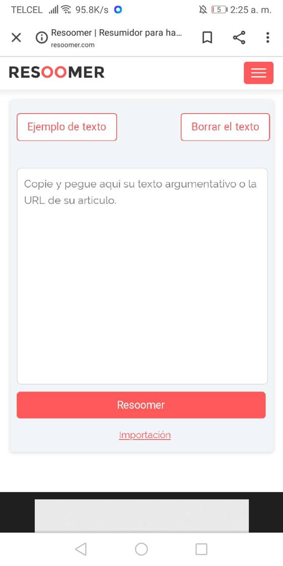 App Resumidor para hacer un resumen automático de texto