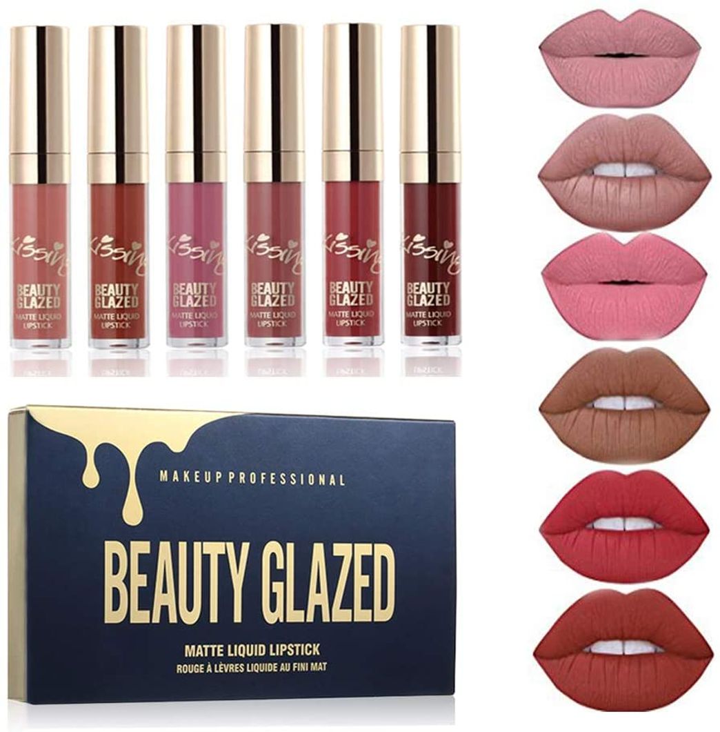 Belleza Beauty Sexy 6PCS/brillo de labios mate Sexy líquido Lipstick impermeable larga duración