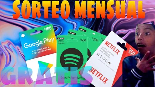Sorteo tarjetas de Netflix, Play store, Spotify y youtube😱