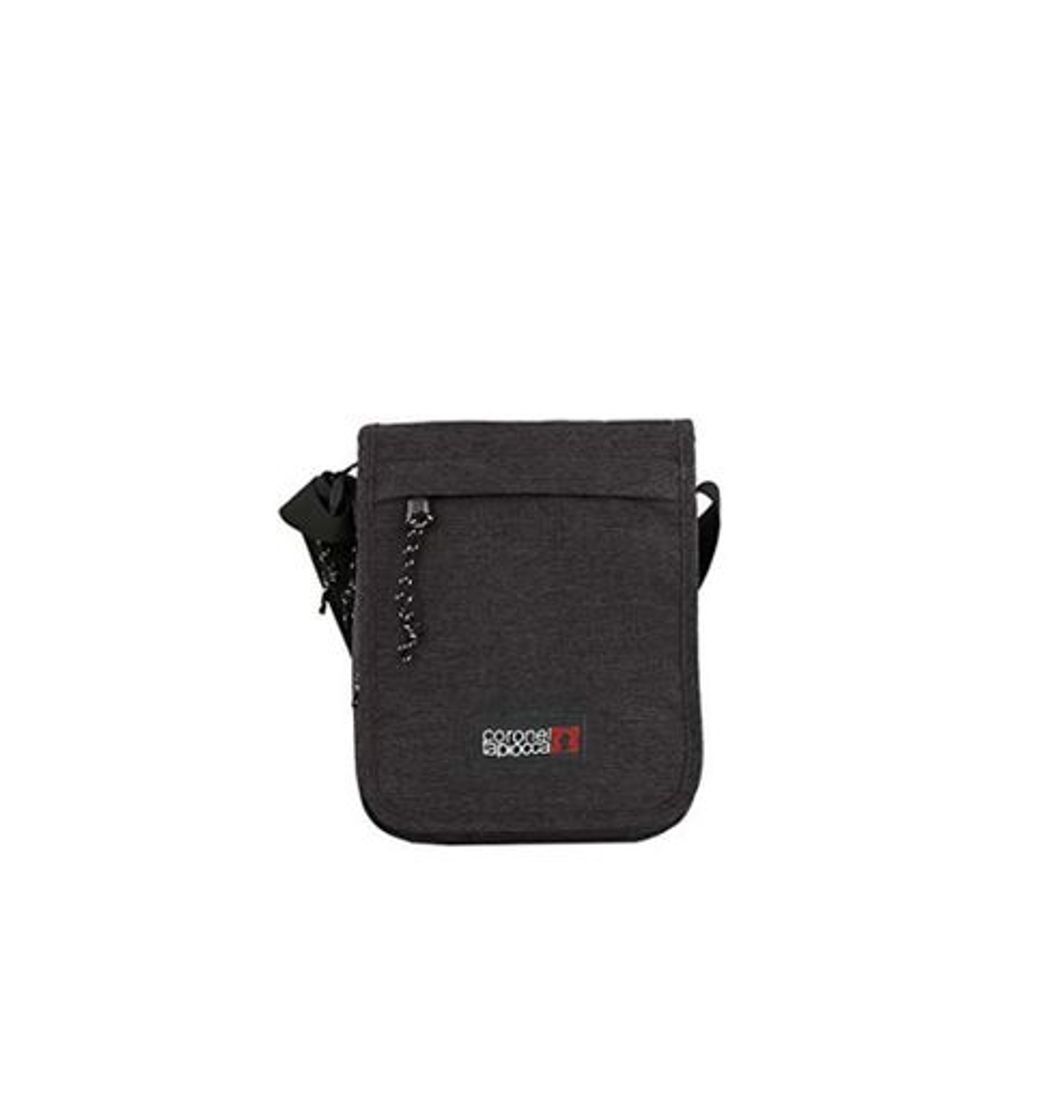Social Bolso para Hombre Bolso Bandolera Coronel Tapiocca Casual con Solapa Bolsillos y Cremallera Denim 24 cm Negro