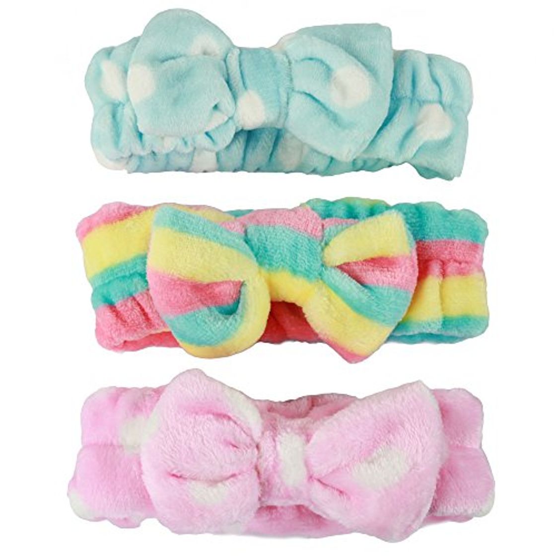 Social 3 Pieces Women/Girl Adorable Fashion/Soft Cut Carol Plush Bun Makeup Cosmetic Shower