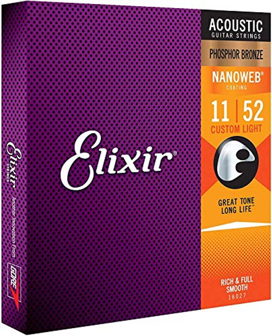 Lugar Elixir 16027 - Juego de cuerdas para guitarra acústica de fósforo/bronce