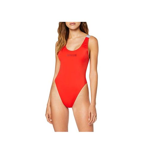 Calvin Klein Scoop One Piece-rp Traje de Baño, Rojo