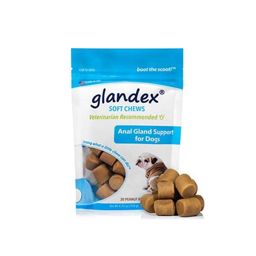 Glandex 30 Count Soft Chews Suplemento de probióticos y Fibra para Perros