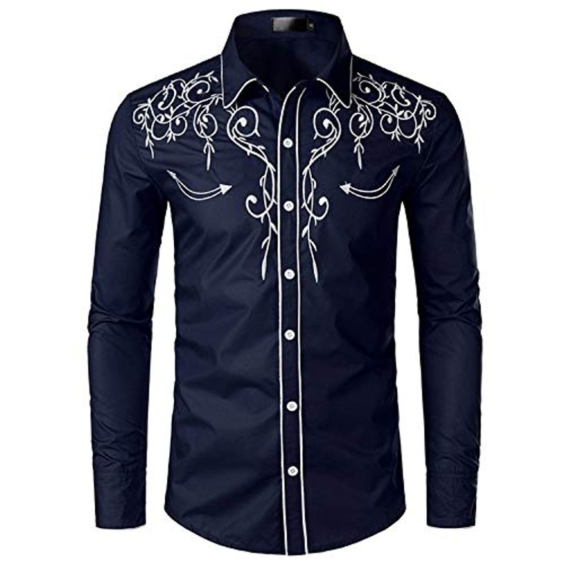 Fashion JINYAUN Camisa de Vaquero Occidental con Estilo