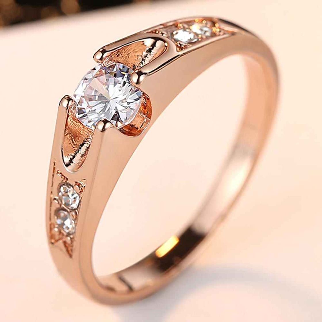 Social Conjunto de Color Oro Rosa Anel Feminino Bijoux Aneis 0.5 CT Anillo