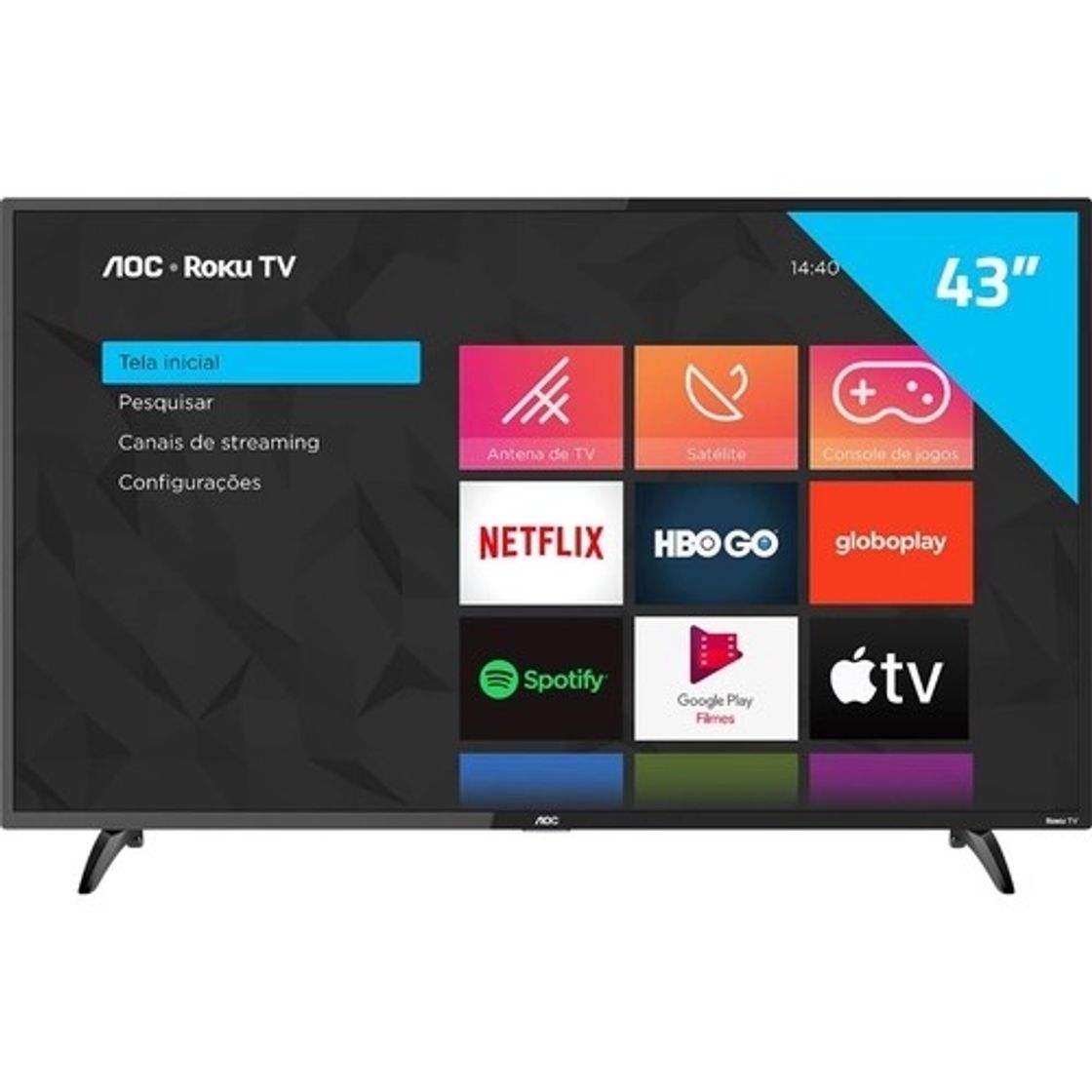 Fashion Smart TV AOC Roku LED 43'' 43S5195/78 com Wi-fi, FullHD, Con