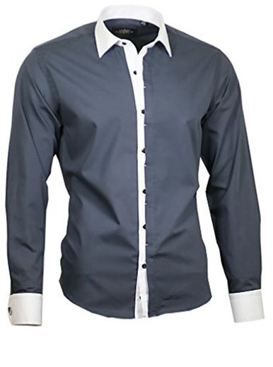 Louis Conector de Luxe Hombre Camisa Camiseta Blanco Cuello y puños Modern