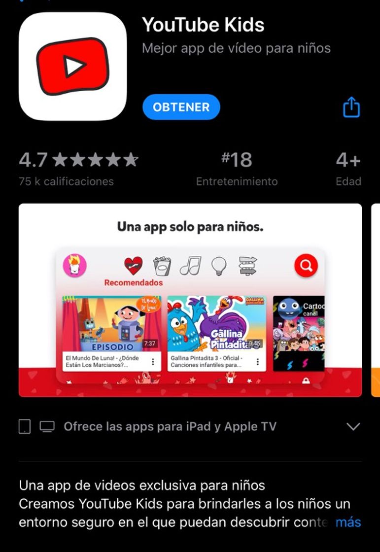 App ‎¡YouTube Kids! cuida lo que tus hijos puedan ver con esto. 