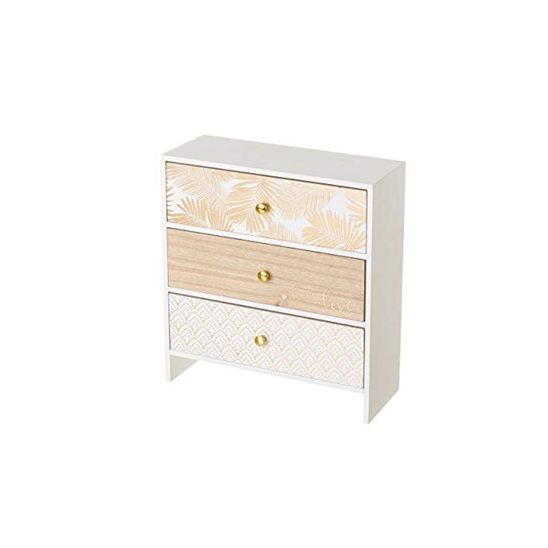 Fashion Caja joyero con 3 cajones de Madera Blanca exótica