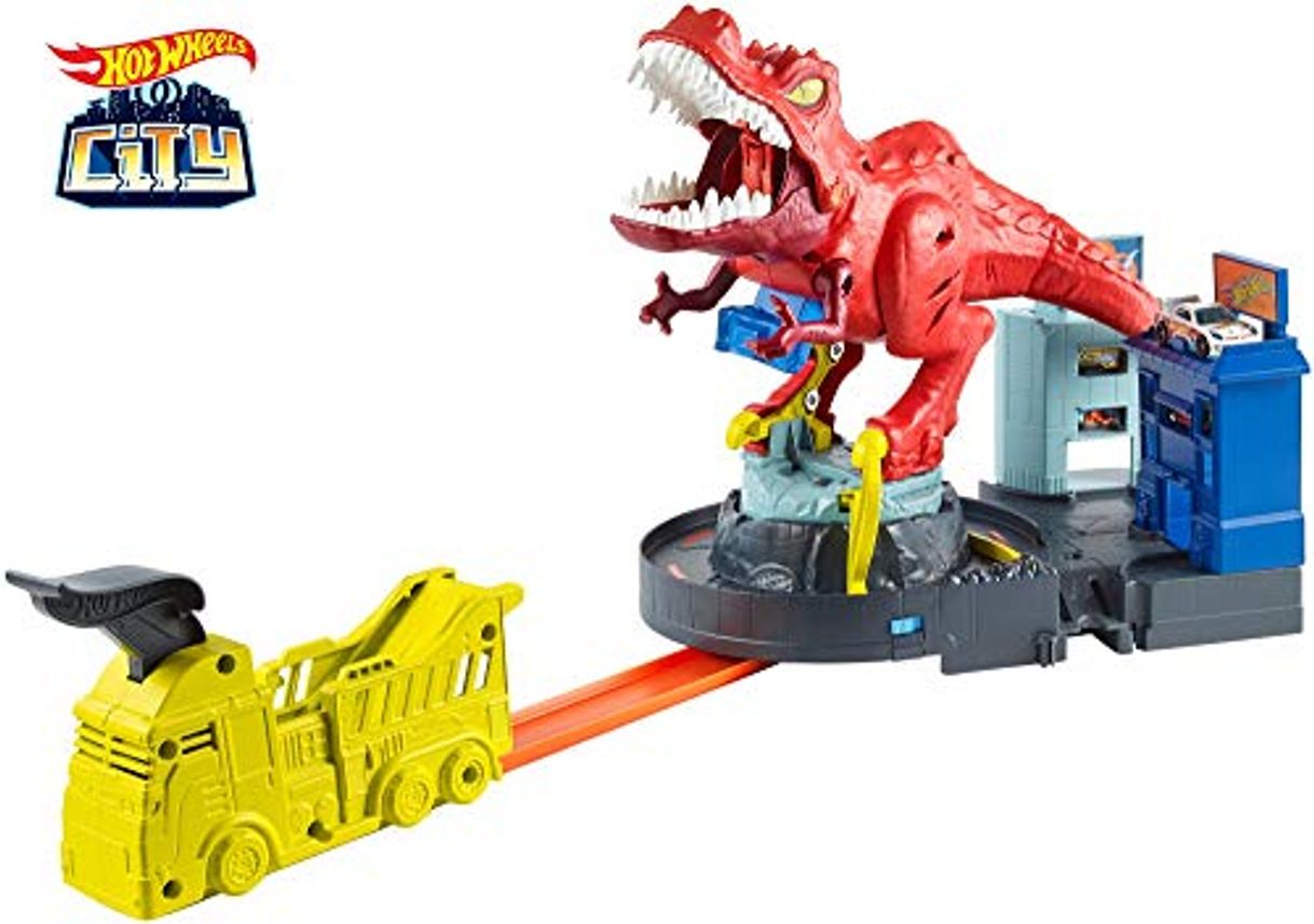 Place Hot Wheels City T-Rex Devorador Destructor, Pista de Coches de Juguete con