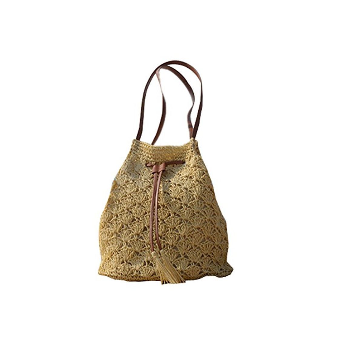QIYUN.Z Paja Playa De Cordon Tejido Bolsos De Hombro De La Pu