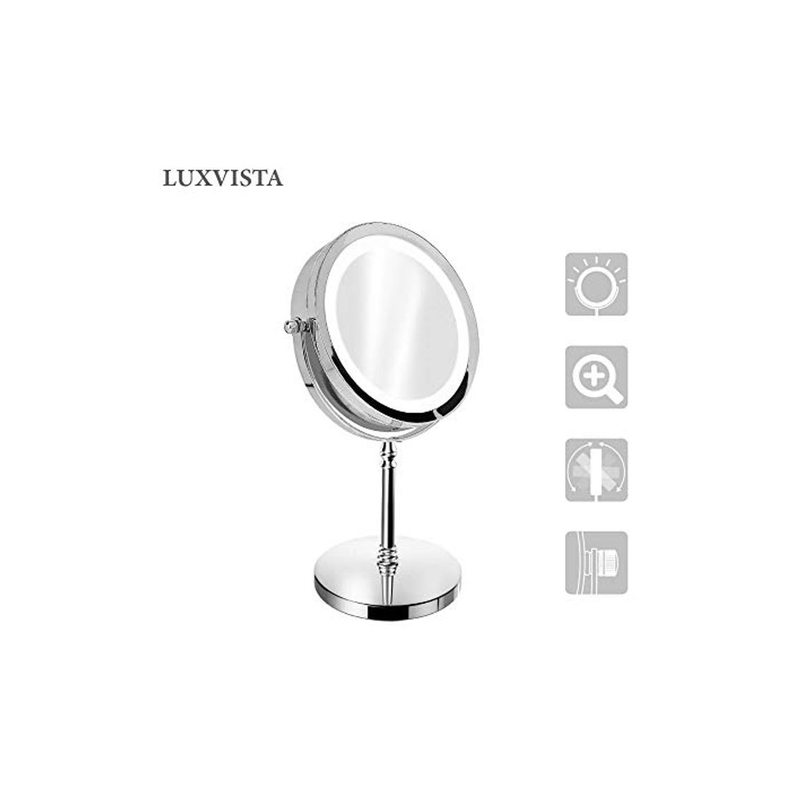 Productos Luxvista Espejo Maquillaje con Luz LED, Doble cara 1x