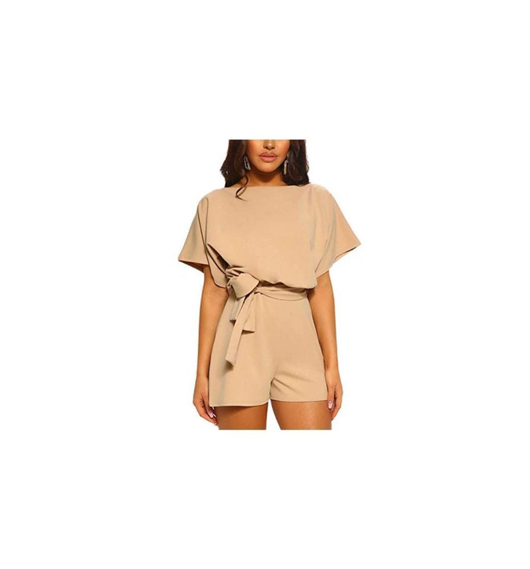Social FeelinGirl Mono Corto para Mujer de Talle Alto Escote Traje de Pantalón