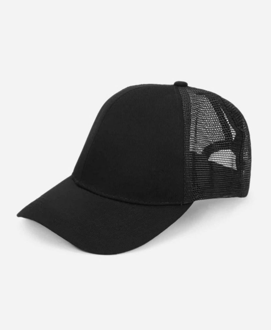 Social Gorra negra con agujero para la coleta 