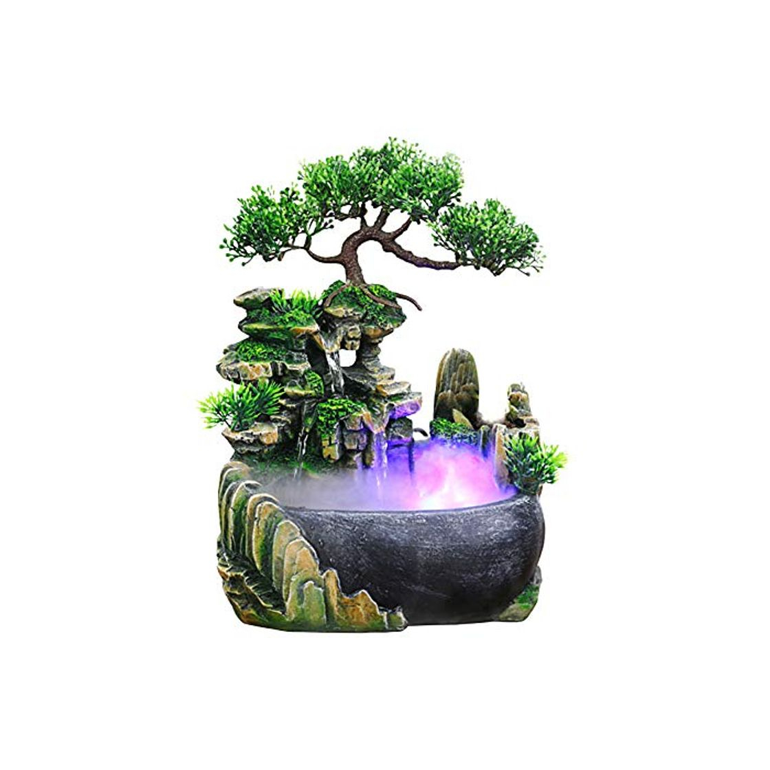 Social Jeffergarden Fuentes de Agua Decorativas Interior Decoración de Oficina Fuente Interior Cascada Fuente de Agua de Mesa LED Función de Uso Interior y Exterior