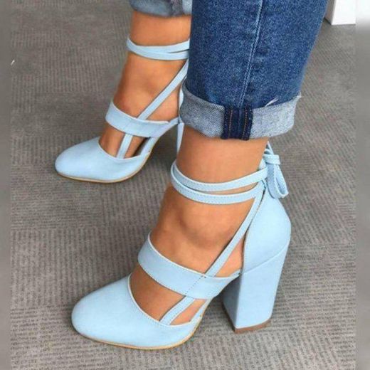Women pointed  toe sandals block high