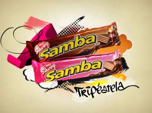 Samba galleta rellena cubierta con chocolate