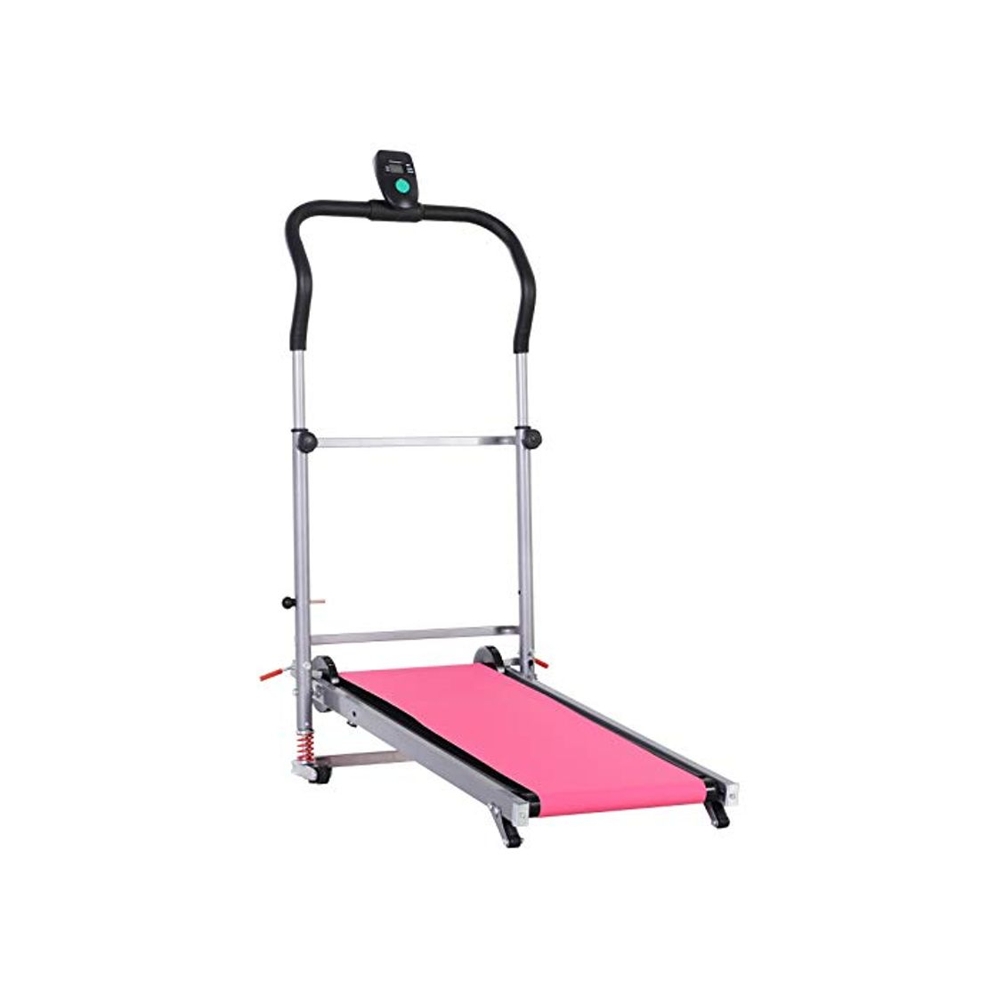 Social HOMCOM Cinta de Andar Manual Caminadora Plegable Portátil Pantalla LCD 2 Ángulos