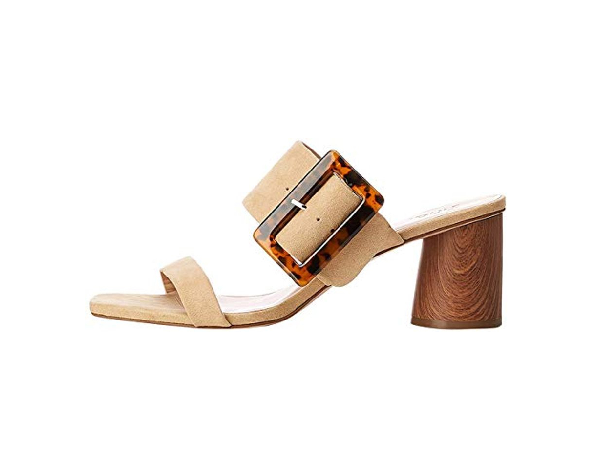 Social find. Large Buckle Block Heel Sandal Sandalias con Punta Abierta