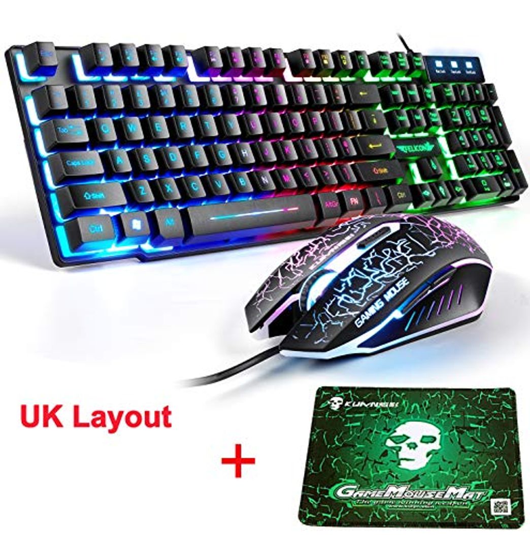 Product LexonElec T8 UK Disposición Juegos de teclado y mouse para juegos Retroiluminación