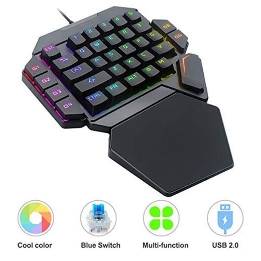 Laelr Teclado para Juegos, Teclado mecánico para Juegos de una Mano 35