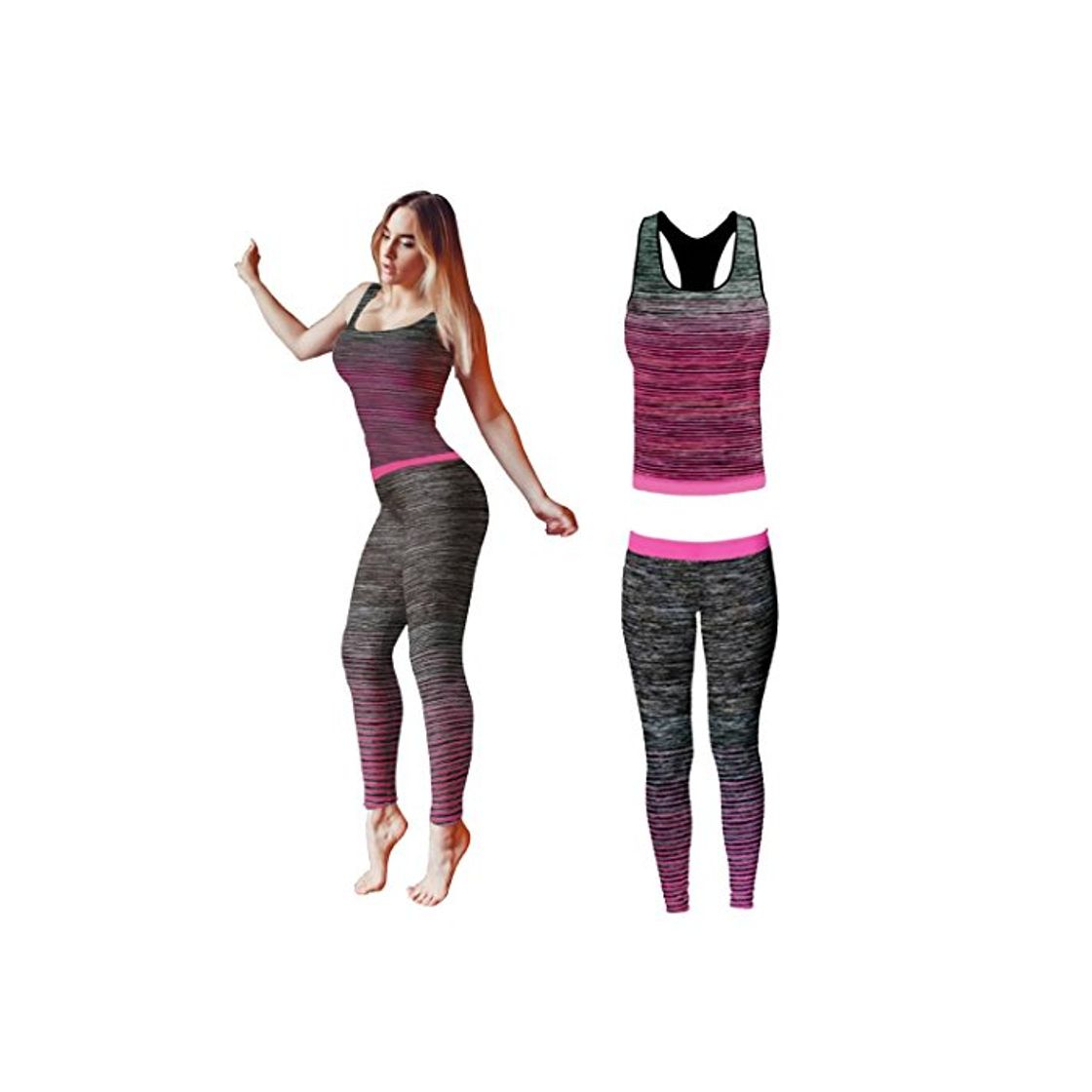 Fashion Bonjour® – Conjunto de ropa de yoga o entrenamiento para mujer, parte