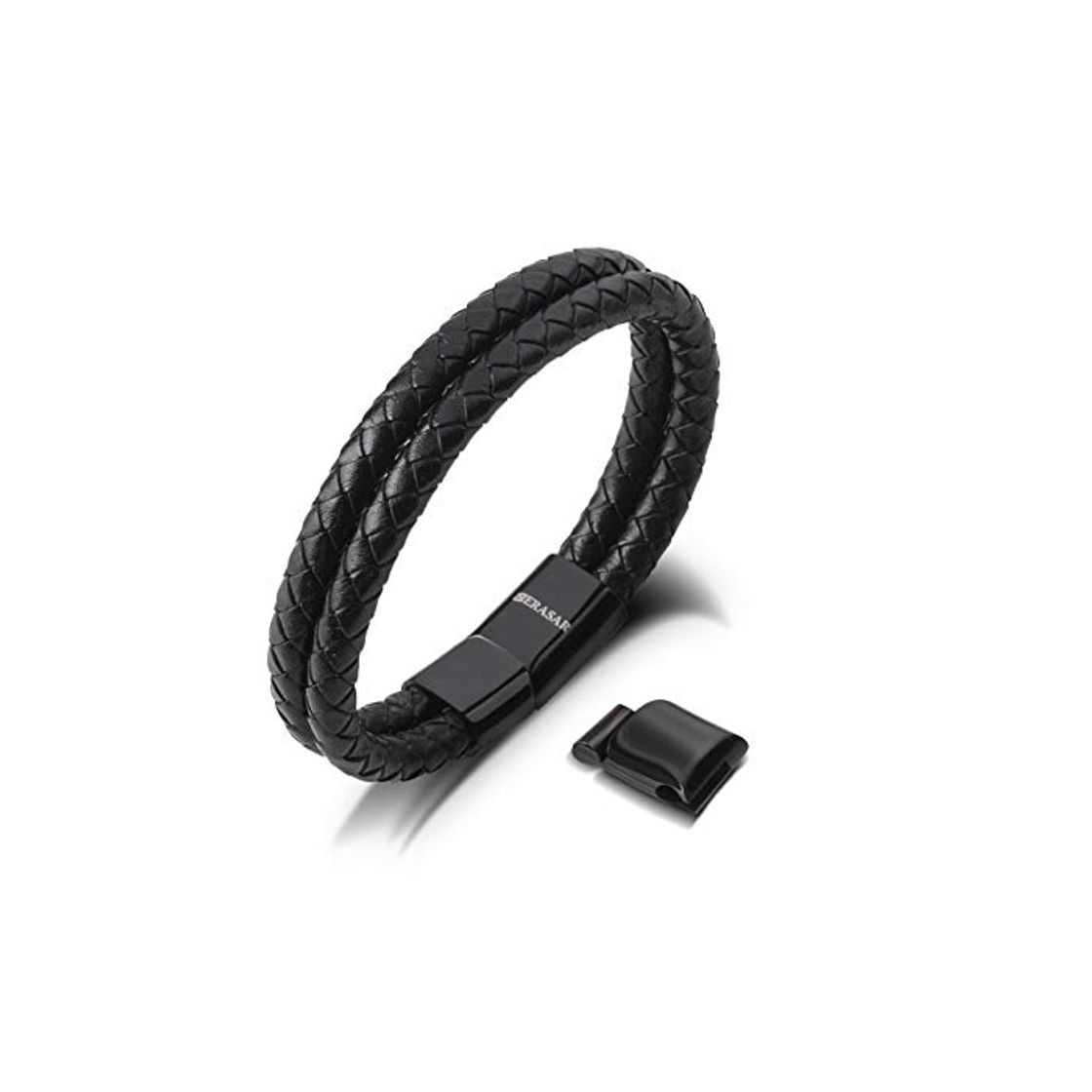 Productos SERASAR 20cm Negro Pulsera de Cuero Hombre Chico Pulseras Hombres Brazalete Brazaletes