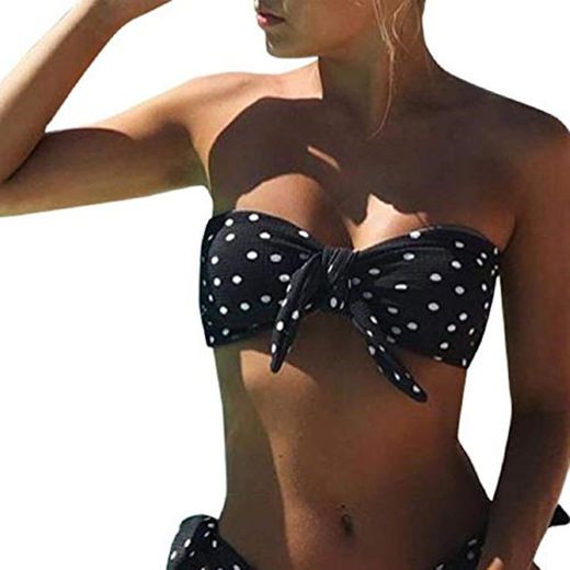 Voqeen Bikini Mujer Bikini con Estampado de Lunares Push