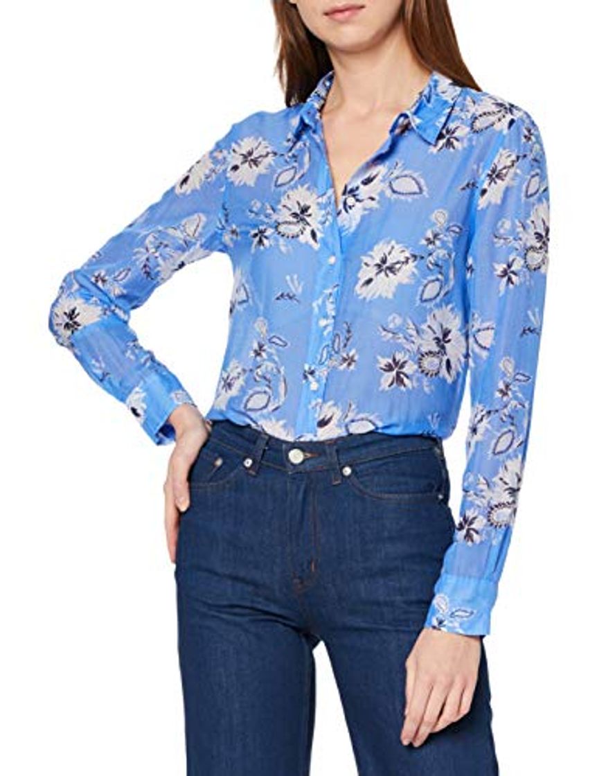 Fashion GANT D1. Marine Paisley Co Silk Shirt Blusa, Azul