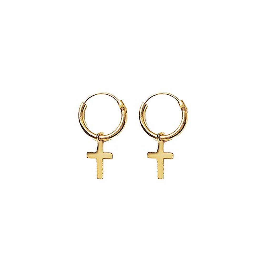 Producto Pareja de pendientes NKlaus Cruz Celta Creoles Gótico Celta Bali bañado en oro 12mm 5070