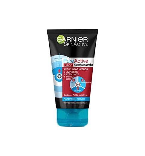 Garnier Skin Active - Pure Active 3 en 1 - Limpiador, exfoliante y mascarilla