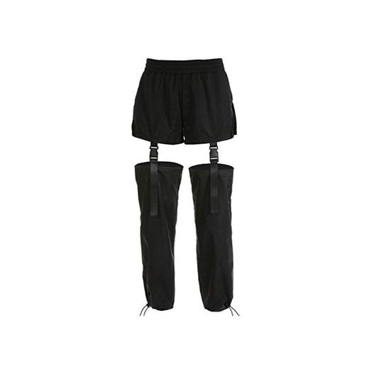 Pantalones de Carga góticos de Talla Grande para Mujer Pantalones Casuales de Cintura Alta Desmontables Sueltos Negros con Pantalones de Hip Hop con Hebilla de plástico