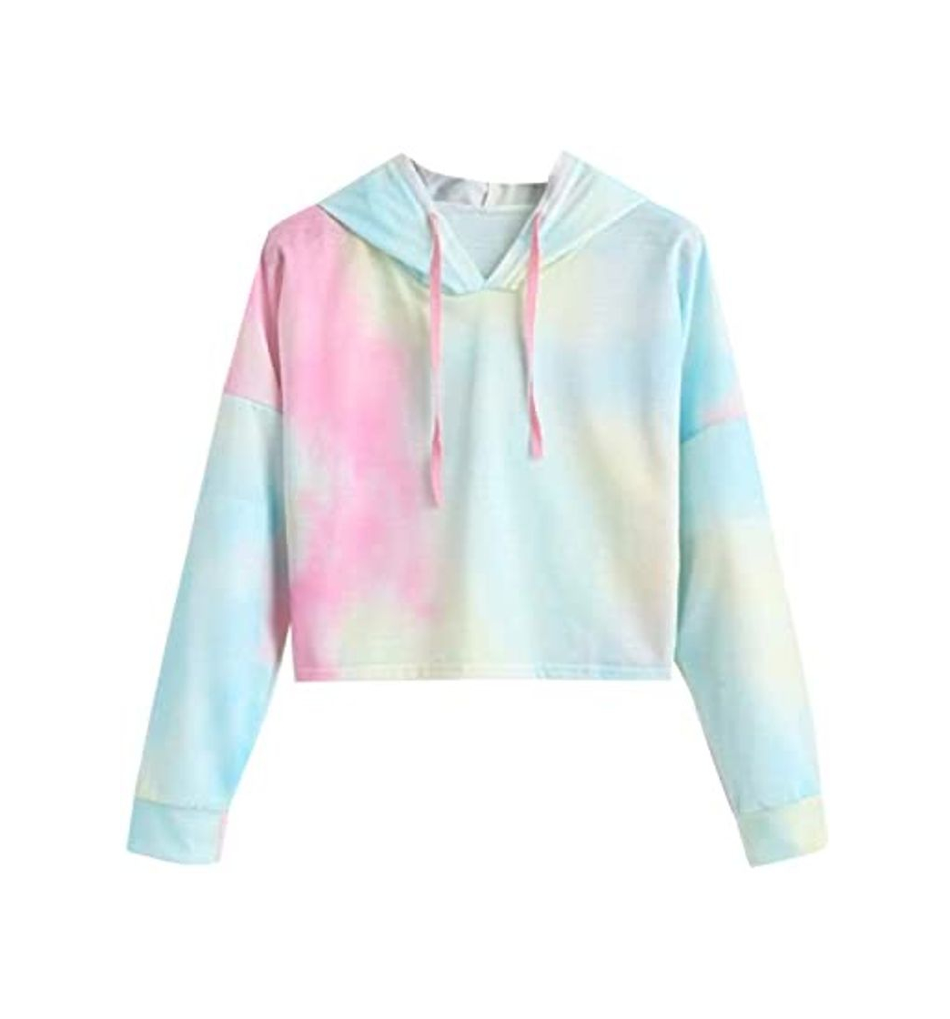 Moda Mujer Sudadera con Capucha de Color Degradado para Estilo