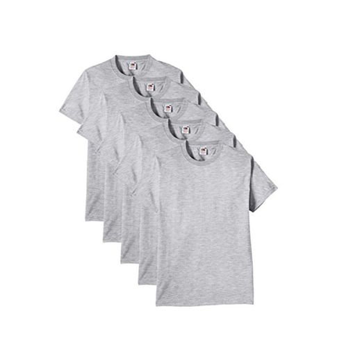 Fruit of the Loom Heavy Cotton tee Shirt 5 Pack Camiseta, Gris