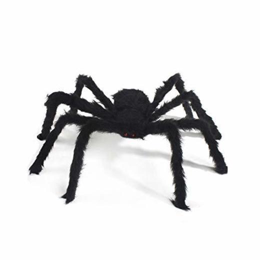 Newin Star Decoración de Halloween Gigante Negro Araña Realista Felpa araña por